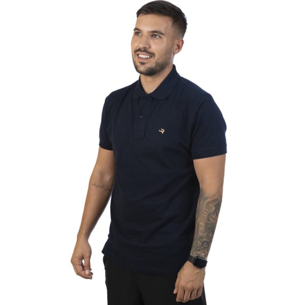 Polo Veltoro de manga corta en color azul marino con el toro bordado en el pecho