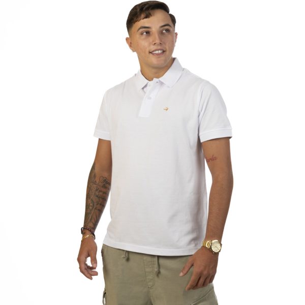 Polo Veltoro de manga corta en color blanco con el toro bordado en el pecho