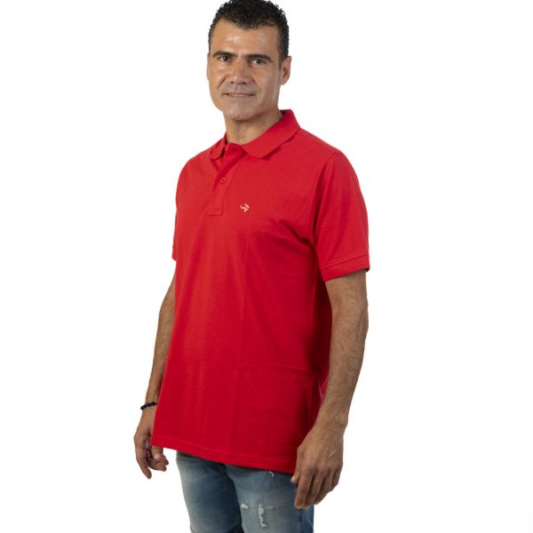 Polo Veltoro de manga corta en color rojo con el toro bordado en el pecho