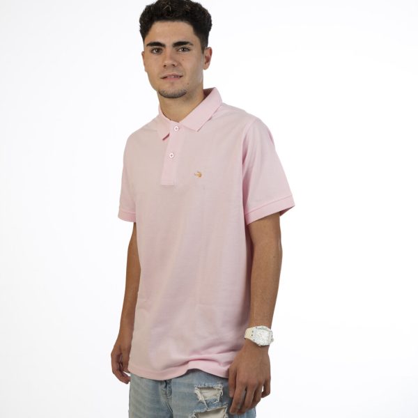 Polo Veltoro de manga corta en color rosa con el toro bordado en el pecho